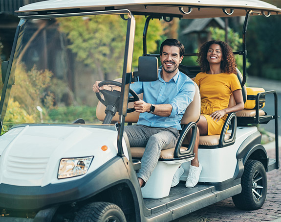 A golf cart rental insured by MBA Insurance